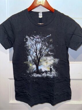 Black Short Sleeve Graphic Tee with Tree Silhouette